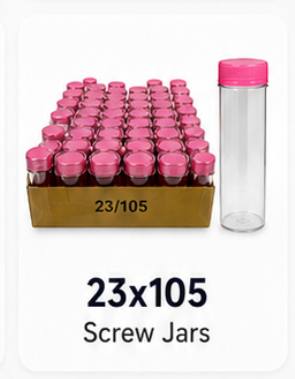 23x105 Screw Jars 100 count display