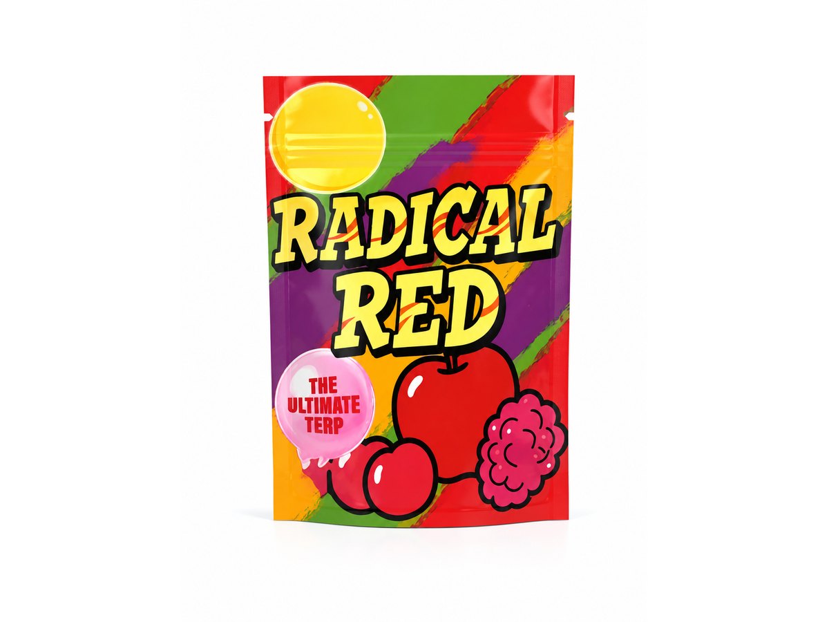 2g Mylar Bags — Radical Red — 100 bags of one design
