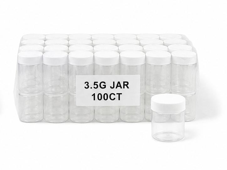 3.5g Clear Jars — 100ct