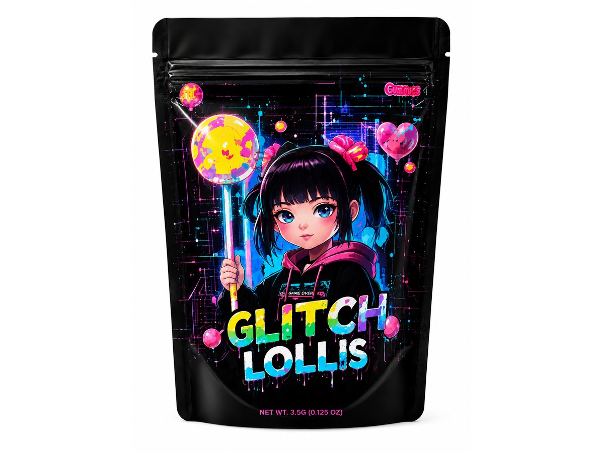 3.5g Mylar Bags — Glitch Lollis — 100 bags of one design