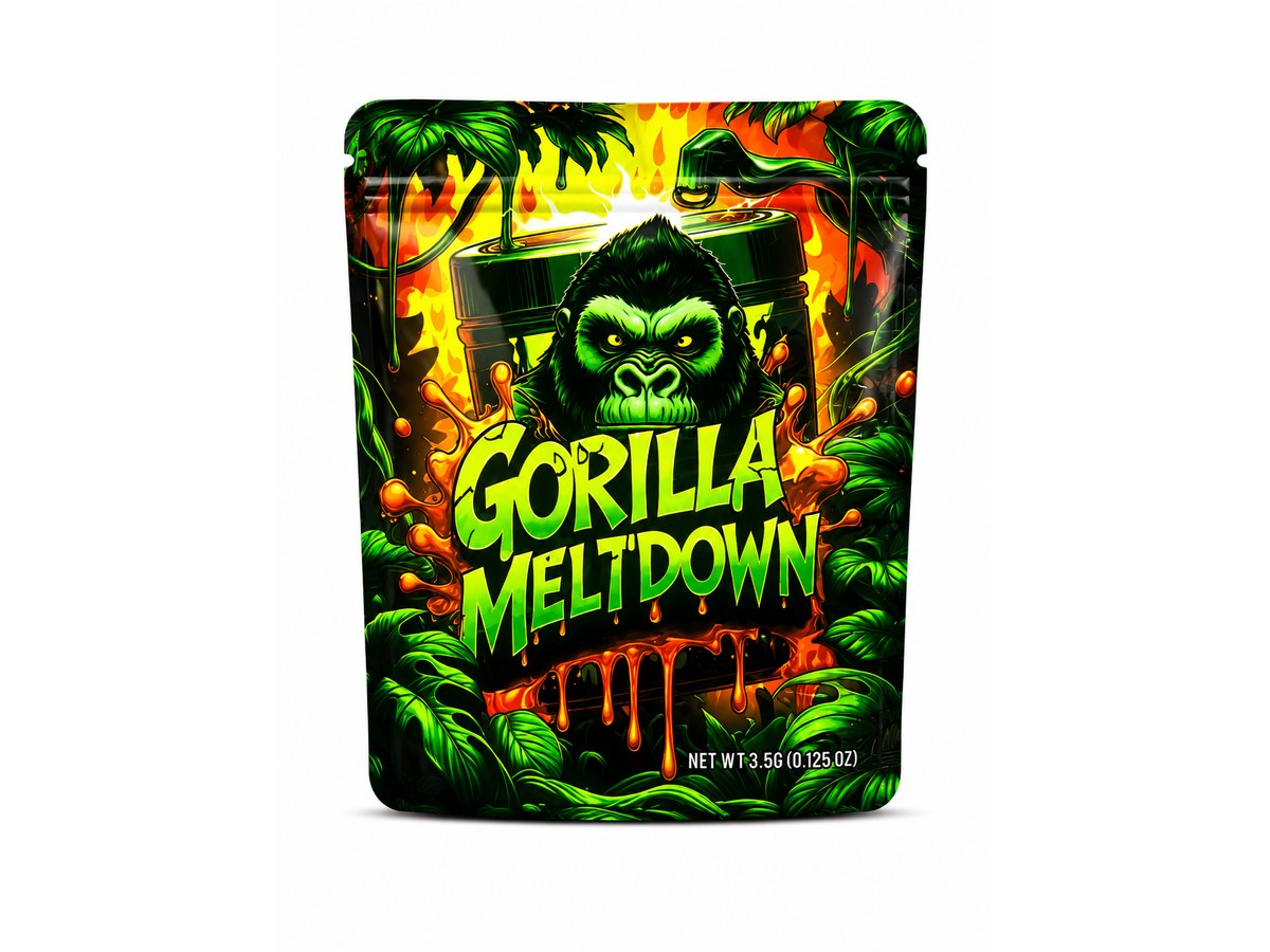 3.5g Mylar Bags — Gorilla Meltdown — 3.9
