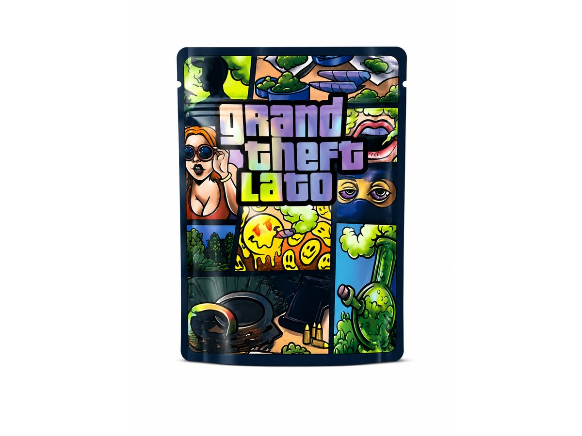3.5g Mylar Bags — Grand Theft Lato — 100 bags of one design