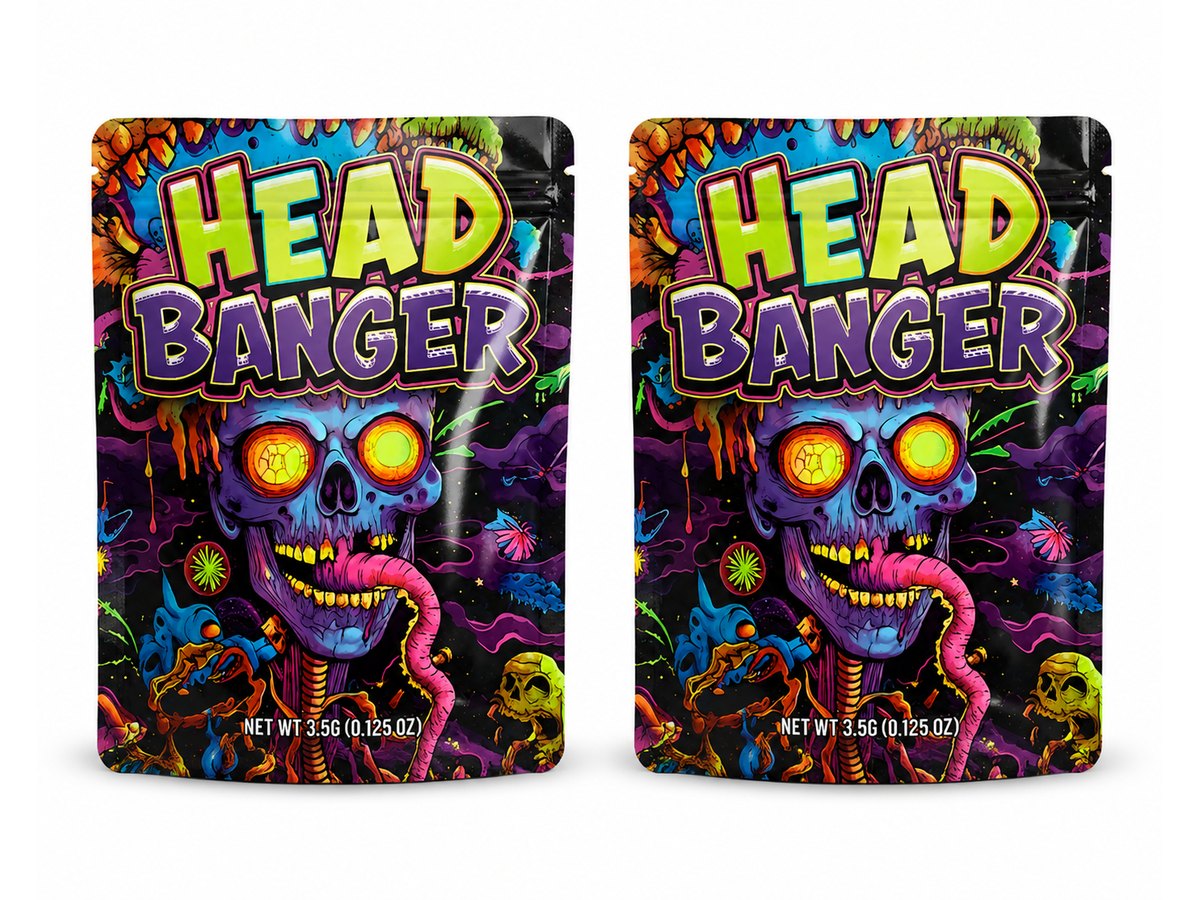 3.5g Mylar Bags — Head Banger — 100 bags of one design