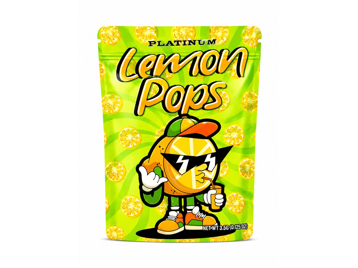 3.5g Mylar Bags — Platinum Lemon Pops — 3.9