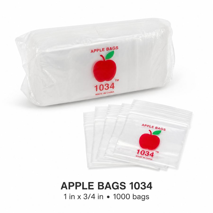 Apple Bags 1034 clear resealable mini zip bags 1