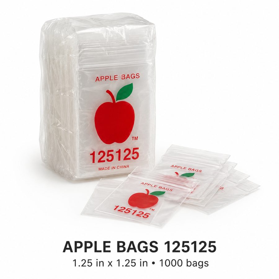 Apple Bags 125125 clear resealable mini zip bags 1.25