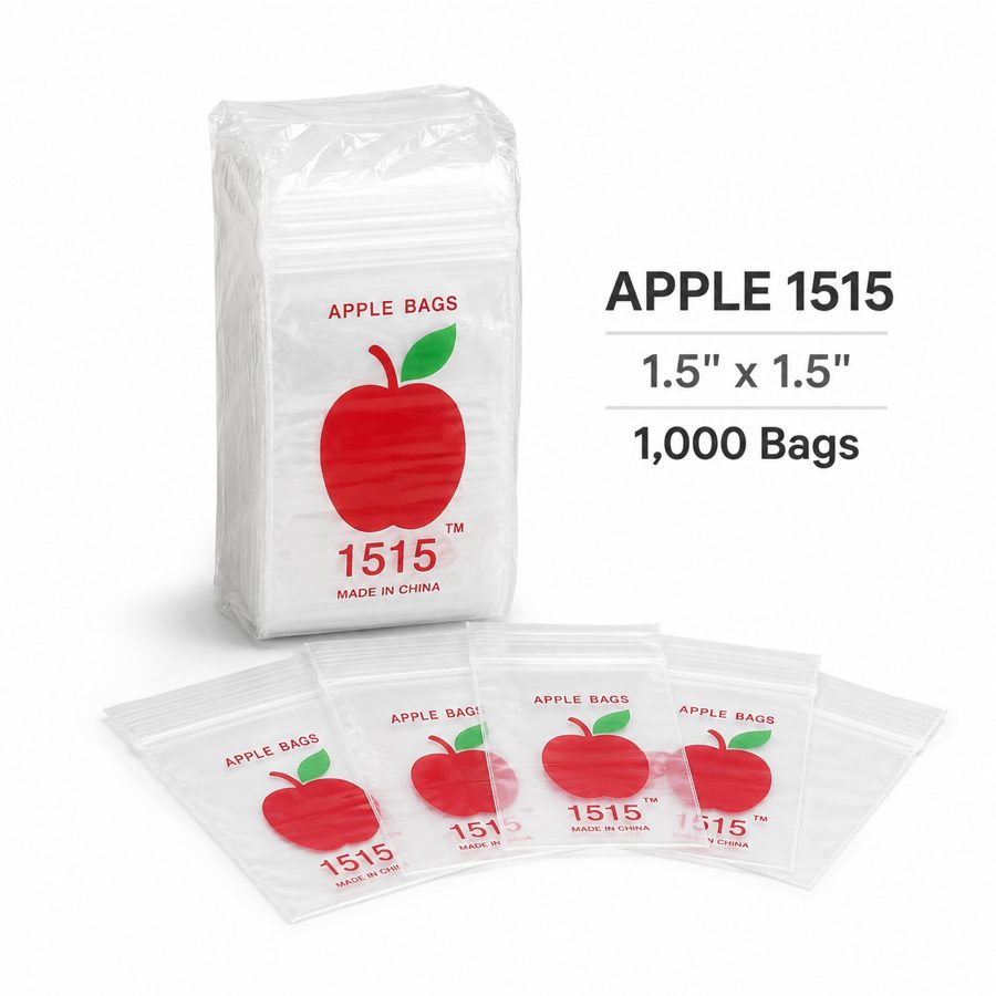 Apple Bags 1515 clear zip bags 1.5x1.5 inch 1000 count