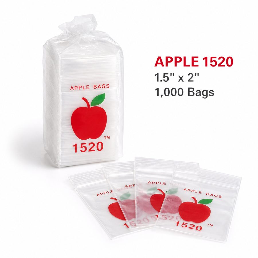 Apple Bags 1520 clear resealable mini zip bags 1.5