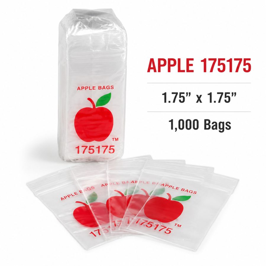 Apple Bags 175175 clear resealable mini zip bags 1.75