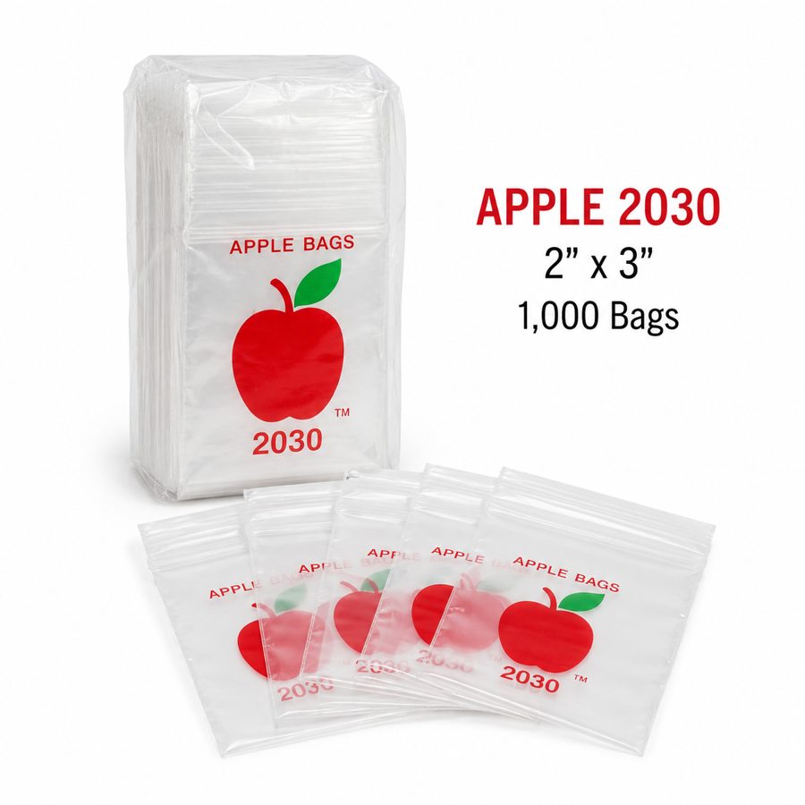Apple Bags 2030 clear resealable mini zip bags 2
