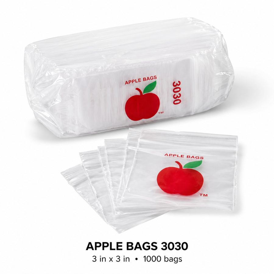 Apple Bags 3030 clear resealable mini zip bags 3