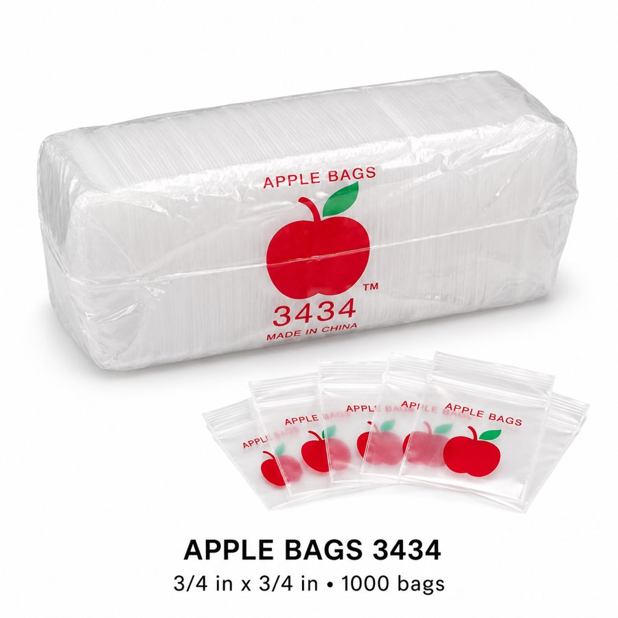 Apple Bags 3434 clear resealable mini zip bags 3/4