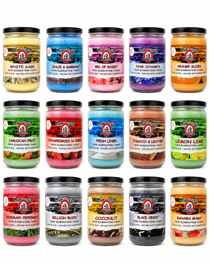 Blunteffects odor eliminating jar candles wholesale, 15 scents