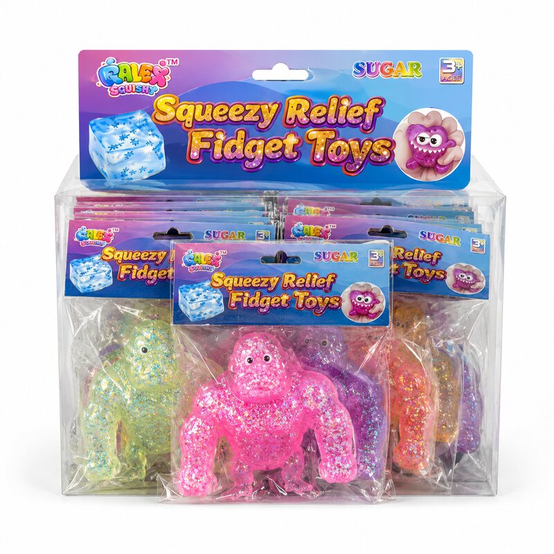 Glitter Fidget Gorilla Squishy — 12pc Display — wholesale counter display