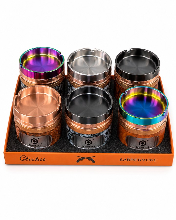 Grind Star Ashtray-Top Grinder Display — 6pc wholesale