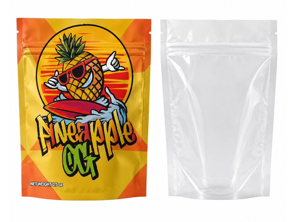 1/2oz Mylar Bags — Pineapple OG — Stand-up pouch stand-up pouch, sold empty