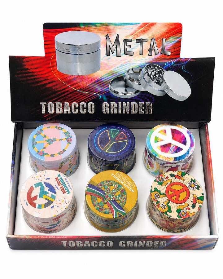 Peace Sign Grinder Display — 6pc wholesale