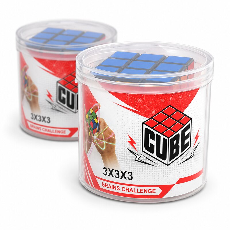 3x3 Puzzle Cube — Clear Tub, 12pc Display — wholesale counter display