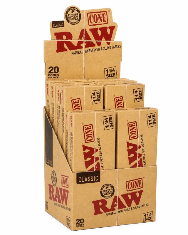 RAW Classic Cone 1 1/4 — 20ct Packs Display