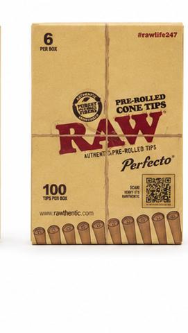 RAW Perfecto Pre-Rolled Cone Tips 100ct — 6 Per Box