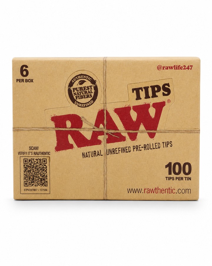 RAW Pre-Rolled Tips 100ct — 6 Per Box