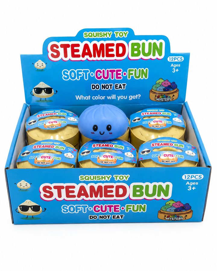 Steamed Bun Squishy Toy — 12pc — wholesale counter display