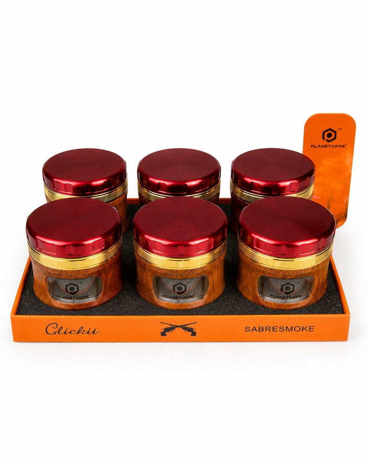 Wood Grain Jar Grinder Display — 6pc wholesale